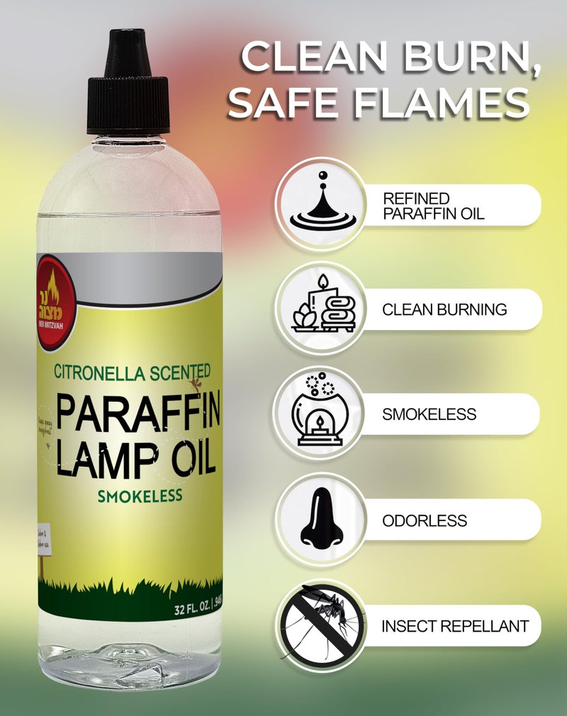 Ner Mitzvah Citronella Scented Lamp Oil, 2 Liter Smokeless and Odorless Insect and Mosquito Repellent Paraffin Lamp Oil for Indoor and Outdoor, Torches and Oil Candle - Image 2
